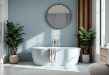 Salle de bain bleu canard